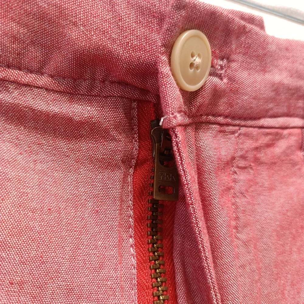 J. Crew Mens 33 Red 100% Cotton‎ Chino Shorts Beach Preppy Pockets